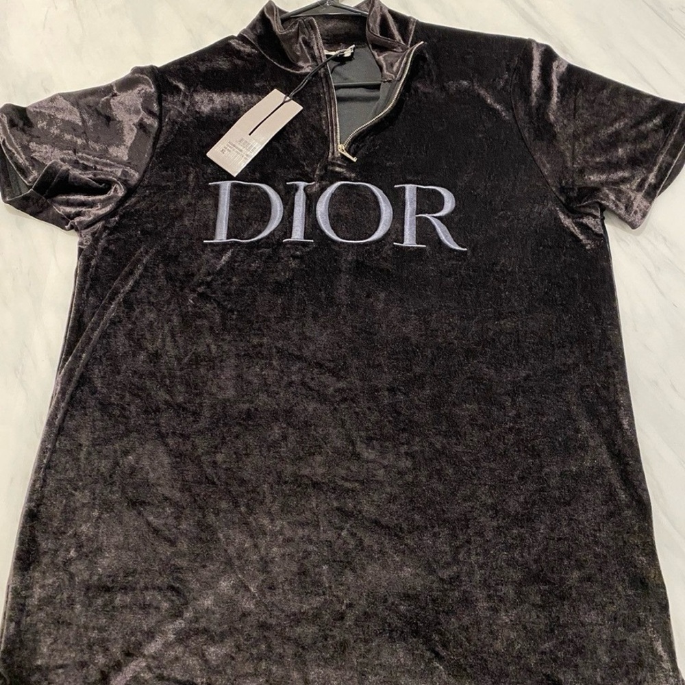 Dior Black Velvet Polo Shirt